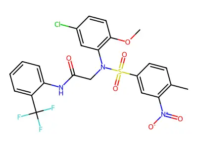 2-(5-chloro-2-methoxy-N-(4-methyl-3-nitrophenyl)sulfonylanilino)-N-[2-(trifluoromethyl)phenyl]acetamide structure