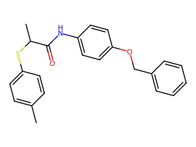 2-(4-methylphenyl)sulfanyl-N-(4-phenylmethoxyphenyl)propanamide structure