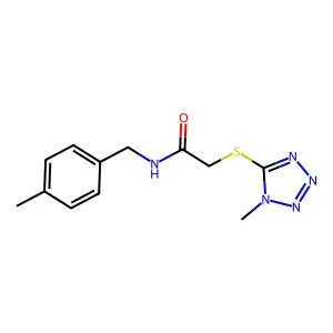 N-[(4-methylphenyl)methyl]-2-(1-methyltetrazol-5-yl)sulfanylacetamide structure