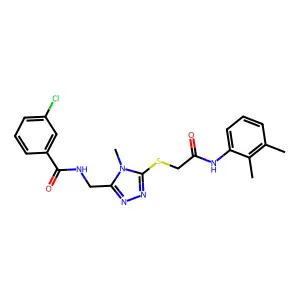 3-chloro-N-[[5-[2-(2,3-dimethylanilino)-2-oxoethyl]sulfanyl-4-methyl-1,2,4-triazol-3-yl]methyl]benzamide structure