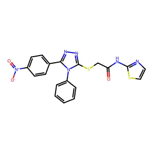 2-[[5-(4-nitrophenyl)-4-phenyl-1,2,4-triazol-3-yl]sulfanyl]-N-(1,3-thiazol-2-yl)acetamide structure