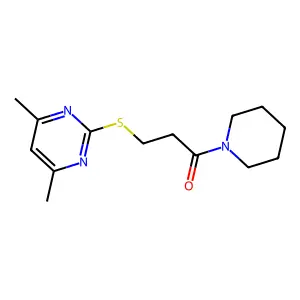 3-(4,6-Dimethylpyrimidin-2-yl)sulfanyl-1-piperidin-1-ylpropan-1-one structure