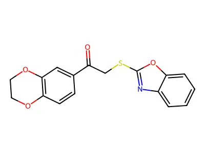 2-(1,3-Benzoxazol-2-ylsulfanyl)-1-(2,3-dihydro-1,4-benzodioxin-6-yl)ethanone structure