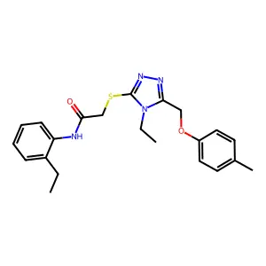 2-[[4-ethyl-5-[(4-methylphenoxy)methyl]-1,2,4-triazol-3-yl]sulfanyl]-N-(2-ethylphenyl)acetamide structure