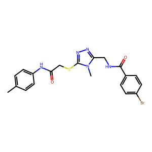 4-bromo-N-[[4-methyl-5-[2-(4-methylanilino)-2-oxoethyl]sulfanyl-1,2,4-triazol-3-yl]methyl]benzamide structure