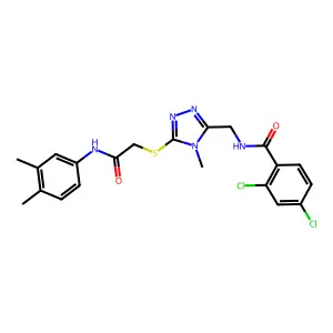 2,4-dichloro-N-[[5-[2-(3,4-dimethylanilino)-2-oxoethyl]sulfanyl-4-methyl-1,2,4-triazol-3-yl]methyl]benzamide structure