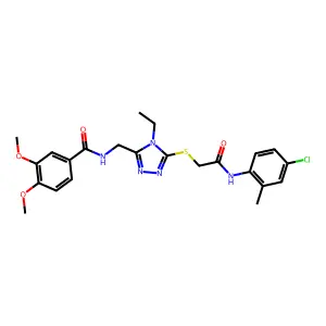 N-[[5-[2-(4-chloro-2-methylanilino)-2-oxoethyl]sulfanyl-4-ethyl-1,2,4-triazol-3-yl]methyl]-3,4-dimethoxybenzamide structure