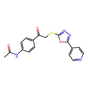 N-[4-[2-[(5-pyridin-4-yl-1,3,4-oxadiazol-2-yl)sulfanyl]acetyl]phenyl]acetamide structure