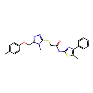 2-({4-methyl-5-[(4-methylphenoxy)methyl]-4H-1,2,4-triazol-3-yl}sulfanyl)-N-(5-methyl-4-phenyl-1,3-thiazol-2-yl)acetamide structure