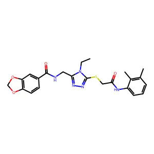N-[[5-[2-(2,3-dimethylanilino)-2-oxoethyl]sulfanyl-4-ethyl-1,2,4-triazol-3-yl]methyl]-1,3-benzodioxole-5-carboxamide structure