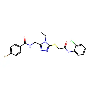 4-bromo-N-[[5-[2-(2-chloroanilino)-2-oxoethyl]sulfanyl-4-ethyl-1,2,4-triazol-3-yl]methyl]benzamide structure