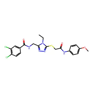 3,4-dichloro-N-[[4-ethyl-5-[2-(4-methoxyanilino)-2-oxoethyl]sulfanyl-1,2,4-triazol-3-yl]methyl]benzamide structure