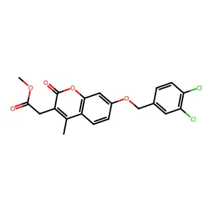 methyl {7-[(3,4-dichlorobenzyl)oxy]-4-methyl-2-oxo-2H-chromen-3-yl}acetate structure