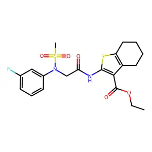 ethyl 2-{[N-(3-fluorophenyl)-N-(methylsulfonyl)glycyl]amino}-4,5,6,7-tetrahydro-1-benzothiophene-3-carboxylate structure