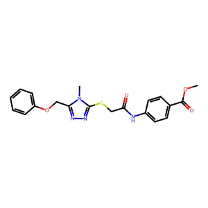 methyl 4-[({[4-methyl-5-(phenoxymethyl)-4H-1,2,4-triazol-3-yl]sulfanyl}acetyl)amino]benzoate structure