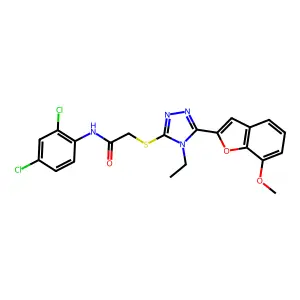 N-(2,4-dichlorophenyl)-2-[[4-ethyl-5-(7-methoxy-1-benzofuran-2-yl)-1,2,4-triazol-3-yl]sulfanyl]acetamide structure