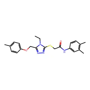 N-(3,4-dimethylphenyl)-2-({4-ethyl-5-[(4-methylphenoxy)methyl]-4H-1,2,4-triazol-3-yl}sulfanyl)acetamide structure