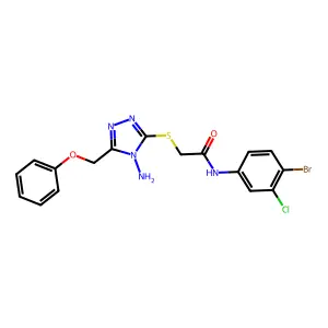 2-[[4-amino-5-(phenoxymethyl)-1,2,4-triazol-3-yl]sulfanyl]-N-(4-bromo-3-chlorophenyl)acetamide structure