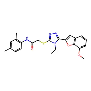 N-(2,4-dimethylphenyl)-2-[[4-ethyl-5-(7-methoxy-1-benzofuran-2-yl)-1,2,4-triazol-3-yl]sulfanyl]acetamide structure