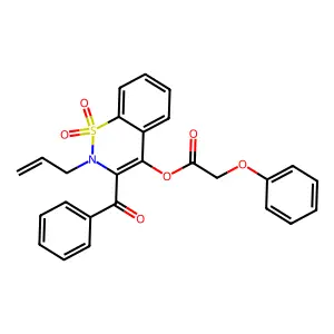 2-allyl-3-benzoyl-1,1-dioxido-2H-1,2-benzothiazin-4-yl phenoxyacetate structure
