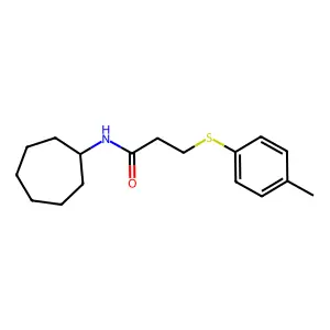 N-cycloheptyl-3-[(4-methylphenyl)sulfanyl]propanamide structure