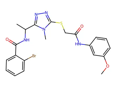 2-bromo-N-[1-[5-[2-(3-methoxyanilino)-2-oxoethyl]sulfanyl-4-methyl-1,2,4-triazol-3-yl]ethyl]benzamide structure
