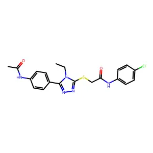 2-[[5-(4-acetamidophenyl)-4-ethyl-1,2,4-triazol-3-yl]sulfanyl]-N-(4-chlorophenyl)acetamide structure