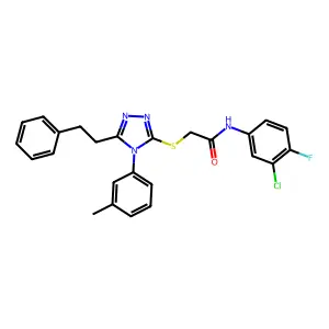 N-(3-Chloro-4-fluorophenyl)-2-[[4-(3-methylphenyl)-5-(2-phenylethyl)-4H-1,2,4-triazol-3-yl]thio]acetamide structure