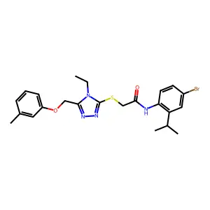 N-(4-bromo-2-propan-2-ylphenyl)-2-[[4-ethyl-5-[(3-methylphenoxy)methyl]-1,2,4-triazol-3-yl]sulfanyl]acetamide structure