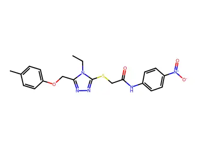 2-[[4-ethyl-5-[(4-methylphenoxy)methyl]-1,2,4-triazol-3-yl]sulfanyl]-N-(4-nitrophenyl)acetamide structure