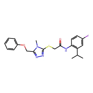 N-(4-iodo-2-propan-2-ylphenyl)-2-[[4-methyl-5-(phenoxymethyl)-1,2,4-triazol-3-yl]sulfanyl]acetamide structure
