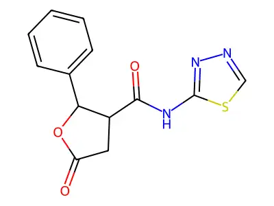 5-oxo-2-phenyl-N-(1,3,4-thiadiazol-2-yl)oxolane-3-carboxamide structure