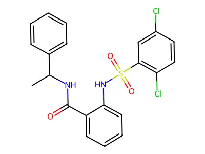 2-[(2,5-dichlorophenyl)sulfonylamino]-N-(1-phenylethyl)benzamide structure