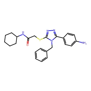 2-[[5-(4-aminophenyl)-4-benzyl-1,2,4-triazol-3-yl]sulfanyl]-N-cyclohexylacetamide structure