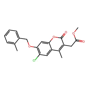 methyl {6-chloro-4-methyl-7-[(2-methylbenzyl)oxy]-2-oxo-2H-chromen-3-yl}acetate structure