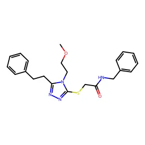 N-benzyl-2-{[4-(2-methoxyethyl)-5-(2-phenylethyl)-4H-1,2,4-triazol-3-yl]sulfanyl}acetamide structure