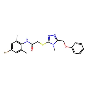 N-(4-bromo-2,6-dimethylphenyl)-2-[[4-methyl-5-(phenoxymethyl)-1,2,4-triazol-3-yl]sulfanyl]acetamide structure