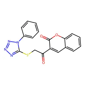 3-[2-(1-Phenyltetrazol-5-yl)sulfanylacetyl]chromen-2-one structure