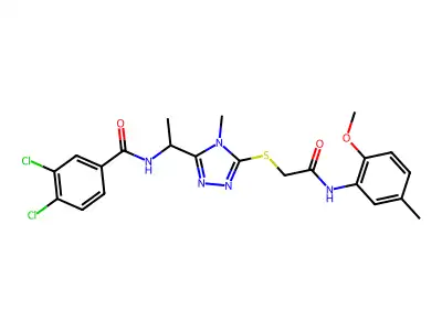 3,4-dichloro-N-{1-[5-({2-[(2-methoxy-5-methylphenyl)amino]-2-oxoethyl}sulfanyl)-4-methyl-4H-1,2,4-triazol-3-yl]ethyl}benzamide structure