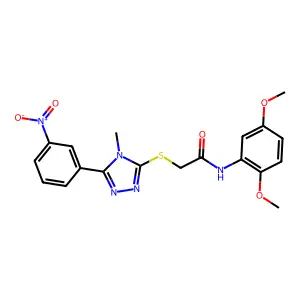 N-(2,5-dimethoxyphenyl)-2-[[4-methyl-5-(3-nitrophenyl)-1,2,4-triazol-3-yl]sulfanyl]acetamide structure