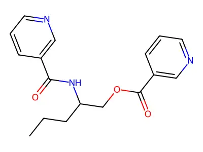 3-Pyridinecarboxylic acid, 2-((3-pyridinylcarbonyl)amino)pentyl ester structure