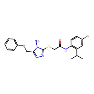2-[[4-amino-5-(phenoxymethyl)-1,2,4-triazol-3-yl]sulfanyl]-N-(4-bromo-2-propan-2-ylphenyl)acetamide structure