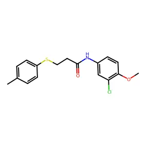 N-(3-chloro-4-methoxyphenyl)-3-(4-methylphenyl)sulfanylpropanamide structure