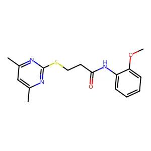 3-(4,6-dimethylpyrimidin-2-yl)sulfanyl-N-(2-methoxyphenyl)propanamide structure