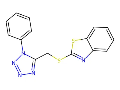 2-[(1-Phenyl-1,2,3,4-tetraazol-5-yl)methylthio]benzothiazole structure