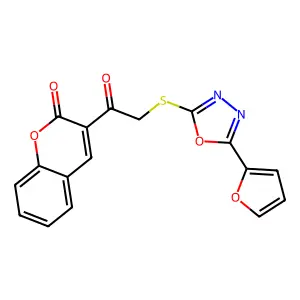 3-[2-[[5-(Furan-2-yl)-1,3,4-oxadiazol-2-yl]sulfanyl]acetyl]chromen-2-one structure