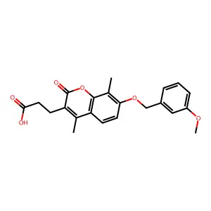 3-{7-[(3-methoxybenzyl)oxy]-4,8-dimethyl-2-oxo-2H-chromen-3-yl}propanoic acid structure