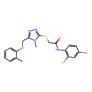 N-(4-bromo-2-chlorophenyl)-2-({4-methyl-5-[(2-methylphenoxy)methyl]-4H-1,2,4-triazol-3-yl}sulfanyl)acetamide structure