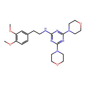 N-[2-(3,4-dimethoxyphenyl)ethyl]-4,6-dimorpholin-4-yl-1,3,5-triazin-2-amine structure