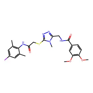 N-[[5-[2-(4-iodo-2,6-dimethylanilino)-2-oxoethyl]sulfanyl-4-methyl-1,2,4-triazol-3-yl]methyl]-3,4-dimethoxybenzamide structure